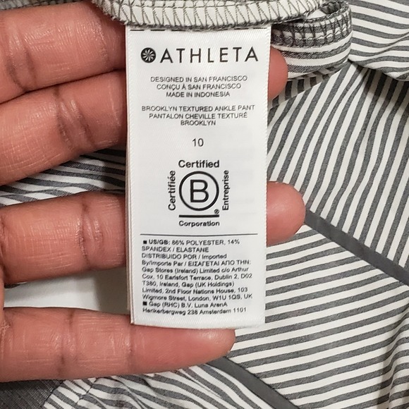 Athleta Brooklyn Textured Ankle Pants Grey Stripe Women's Size 10 Athleisure - Picture 5 of 11